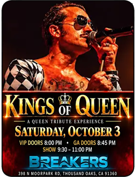 Kings of Queen Saturday 10/3 at Breakers
