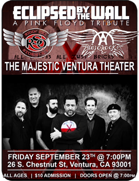 Pink Floyd tribute, "Eclipsed By The Wall" Fri, Sep 23 @ The Majestic Ventura Theater