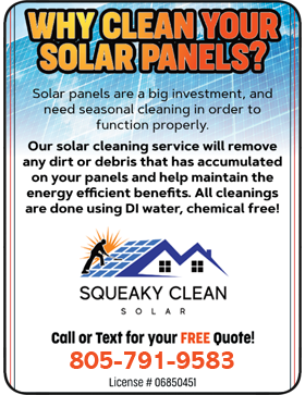 Squeaky Clean Solar - Call 805-791-9583 for a FREE quote!